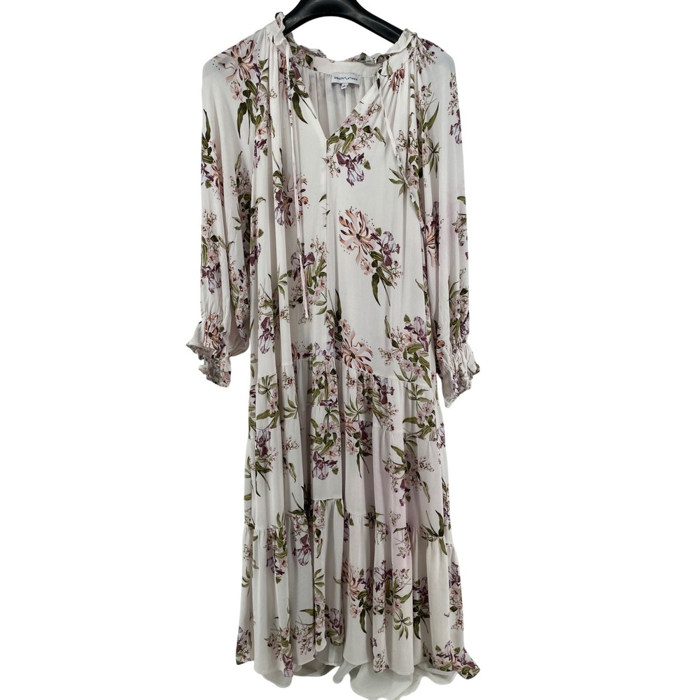 Gibson Latimer Cream Floral Maxi Dress with Pink & Green Print